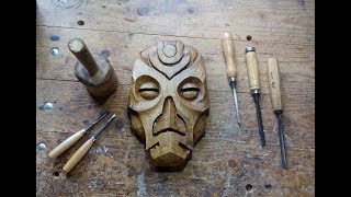 Carving A Dragon Priest Mask Out Of Walnut [upl. by Jankell]