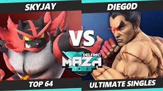 Delfino Maza 2023  Skyjay Incineroar Vs DieG0D Kazuya Smash Ultimate  SSBU [upl. by Adigirb]