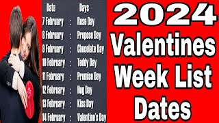 valentine day valentine day kab hai 2024Valentine Day Dates 2024  Valentine Week List Dates 2024 [upl. by Sybila366]