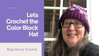 How to Crochet The Color Block Hat  Interlocking Color Block Stitch In The Round [upl. by Hnahk]