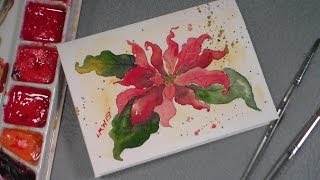 watercolor poinsettia tutorial [upl. by Brynn436]