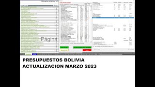 MARZO 2023  PRESUPUESTOS BOLIVIA  PRECIOS UNITARIOS [upl. by Irakuy]