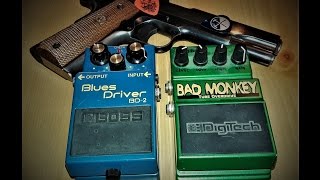 Music Gear Shootout Digitech Bad Monkey vs Boss Blues Driver demo [upl. by Marigolde123]