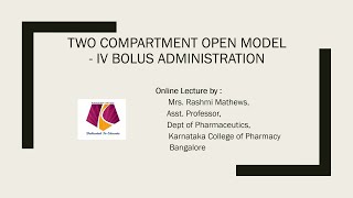 KCP OnlineRashmi Mathews Two Compartment open model iv bolus administration [upl. by Laenahtan]