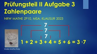 Prüfungsteil 2 Mathe ZP10 NRW 2023 Aufgabe 3 Zahlenpaare [upl. by Ahsyla]