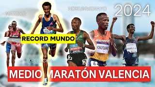 MEDIA MARATON DE VALENCIA 2024 🚀 ¡Récord del Mundo ⚡️ 57´ 30quot [upl. by Mhoj]