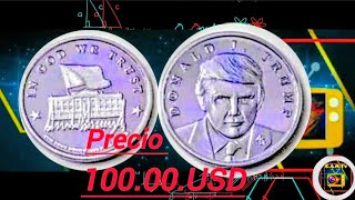 como es la moneda medallon de plata del presidente Donald trump y su precio [upl. by Nirol]