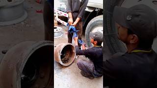 Truck Wheel Hub Greasing🌠 part3 skills shorts [upl. by Yllime]