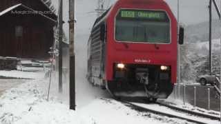 Züge im Schnee SBahn Niederweningen  Oberglatt [upl. by Roeser]