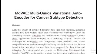 MoVAE Multi Omics Variational Auto Encoder for Cancer Subtype Detection [upl. by Iruyas817]