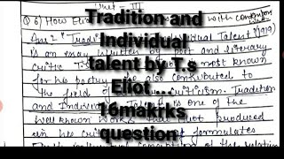 Tradition and Individual Talent by TS Eliot handwritten notes of ma english [upl. by Newbill254]