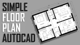 Simple Floor Plan  AutoCAD No VoiceOver [upl. by Jumbala]