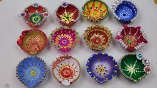 Diya Decoration ideas for DiwaliBeautiful Diwali DecorationsDIY How to Diya Decoration at Home [upl. by Riesman]