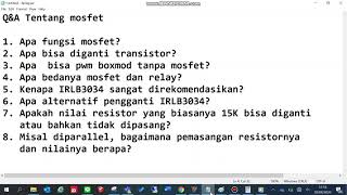 Tutorial Membuat Chip PWM Boxmod Lengkap PART4 QampA Mosfet [upl. by Etteiram]