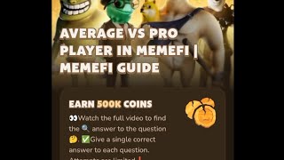 Average VS Pro Player In Memefi  Memefi Code Memefi Guide  Memefi secret Code [upl. by Antin]