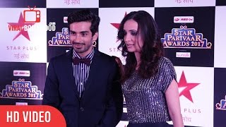 Sanaya Irani And Mohit Sehgal At Star Parivaar Awards 2017  Viralbollywood [upl. by Akenal639]