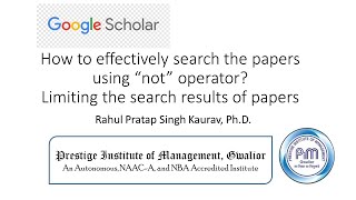 How to effectively search the papers using “not” operator Limiting the search results of papers [upl. by Anirhtak]