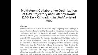 Multi Agent Collaborative Optimization of UAV Trajectory and Latency Aware DAG Task Offloading in UA [upl. by Hairom]