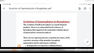 Evolution of Gametophyte in Bryophytes part 1 MSc Botany  Jammu University [upl. by Caswell]