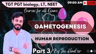 Human Reproduction  gametogenesis  Class 12  TGT PGT Biology  NEET Live 🔴 part 3 [upl. by Misaq864]