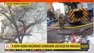 Incendio en Santiago Evacuan locales en barrio Meiggs [upl. by Dannon]