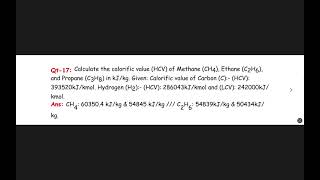 Calculate the calorific value HCV of Methane CH4 Ethane C2H6 and Propane C3H8 in kJkg [upl. by Neidhardt]