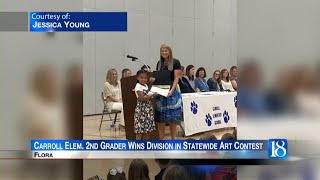 Carroll Elementary School 2nd grader takes top honors in statewide art contest [upl. by Sucramraj229]