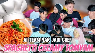 NEW RESEPI SPAGHETTI CREAMY TOMYAM🍝 AI TEAM NK JADI CHEF 🧑‍🍳 [upl. by Bayless]