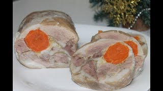 Рулет из свиной рулькис начинкойочень вкусный [upl. by Azar176]