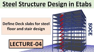 Steel Structure Design in Etabs  Define Deck slabs for steel floor and stair design in Etabs [upl. by Anan]