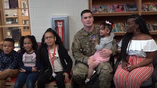 Fort Hood soldier comes home to surprise his four kids at school [upl. by Auhsohey737]