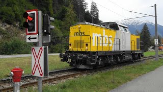 MBS Montafonerbahn Ost V100 203 159 in Vandans dann Begegnung m VMOBIL in St Anton im Montafon [upl. by Bauer]