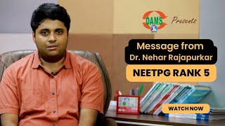 NEETPG Rank 5 Dr Nehar Rajapurkar shares tips and strategies [upl. by Modeerf]