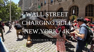 Wall Street Charging Bull 4K Battery Park Manhattan New York [upl. by Aicitan]