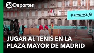 🎾 ESPAÑA  El Mutua Open Madrid instala una pista de tenis en la Plaza Mayor [upl. by Esertap]