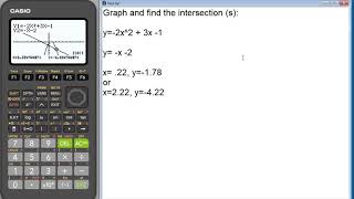 fx9750GIII Graphing Functions and Finding Intersection s [upl. by Arriaes]