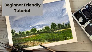 Watercolor Landscape Tutorial  BeginnerFriendly Painting [upl. by Midis]