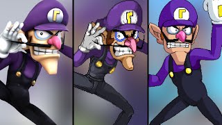 Waluigi in different Smash Bros ModsFanGames  Moveset [upl. by Ennaed]