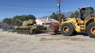 Moving the M48 Patton tank onto the trailer [upl. by Lletram982]