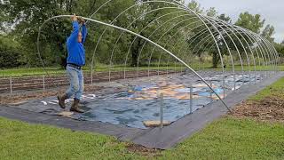 Bootstrap Farmer DIY hoop house video3 Bending poles and install [upl. by Nyliahs992]