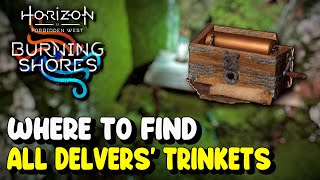 Horizon Forbidden West Burning Shores ALL DELVERS TRINKET LOCATIONS amp TREASURE Trophy Guide [upl. by Ahsiuqat673]