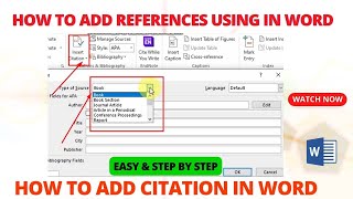 How to add Citations and References using Microsoft Word Adding Citation and References by MS Word [upl. by Adnuhsat363]