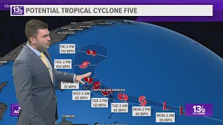 Tropics Update Potential Tropical Cyclone 5 forming in the eastern Atlantic [upl. by Ruenhs775]