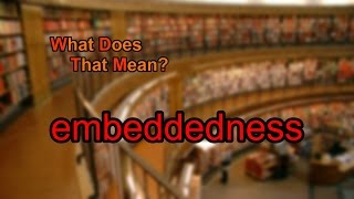 What does embeddedness mean [upl. by Aderb563]