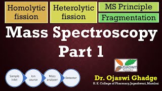 Mass Spectroscopy Principle and fragmentation pattern Homolytic and heterolytic cleavagefission [upl. by Heda954]