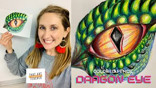 Colorful Dragon Eye Drawing  How to Draw a Dragon Eye with Colored Pencil [upl. by Idelle]