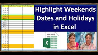 Highlight Weekends Dates and Holidays in Excel  highlight Saturday and Sunday in excel  excel [upl. by Roarke288]