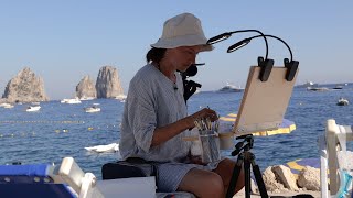 Plein air painting with gouache in Capri by Lena Rivo [upl. by Holmun]