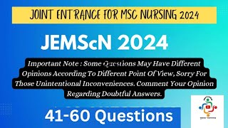 JEMScN 2024  MSC Nursing Examination  JEMScN Question Answer Explanation  Explained In Bengali [upl. by Yeltneb]