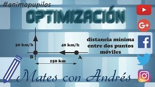 Problemas de optimización – Distancia mínima entre dos puntos móviles SELECTIVIDAD EBAU EVAU PAU [upl. by Nary]